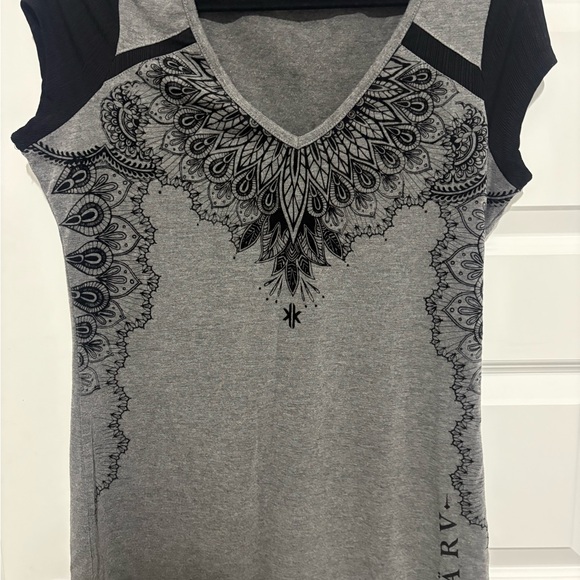 Karv Tops - Karv Gray Patterned Women's Top Size L